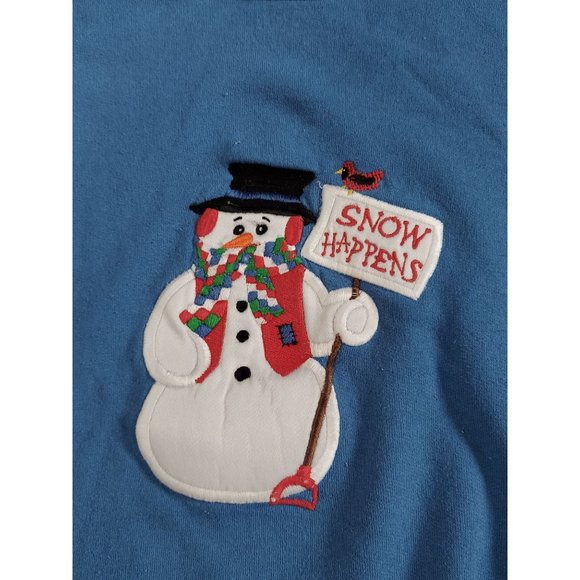 Vintage Christmas MC Energy Sportswear Sweater Snowman Snow Happens Size L - Picture 2 of 7